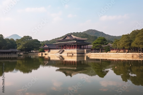 Gyeongbok palace in Seoul City, Gyeongbokgung palace landmark of Seoul, South Korea, Korean wooden traditional house in Gyeongbokgung the main royal palace of Joseon dynasty © Kateryna