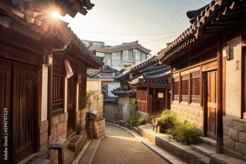 Bukchon Hanok Village in Seoul City, Traditional Korean style ancient architecture building, Seoul, South Korea