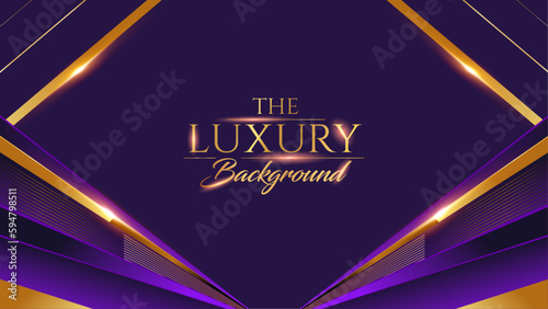 Purple Golden Stage Award Background. Side Corner Lines Trophy on Luxury Background. Modern Abstract Design Template. LED Visual Motion Graphics. Wedding Marriage Invitation 