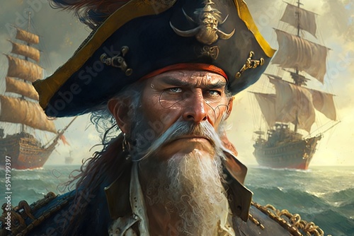 a illustration of a man in a pirate costume Generative AI