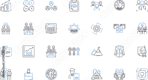 Company convention line icons collection. Nerking, Collaboration, Technology, Innovation, Education, Marketing, Branding vector and linear illustration. Sales,Growth,Success outline signs set