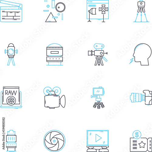 Email marketing linear icons set. Automated, Newsletter, Broadcast, Segmentation, Opt-in, Conversion, Personalized line vector and concept signs. Open rate,CTR (click-through rate),Metrics outline