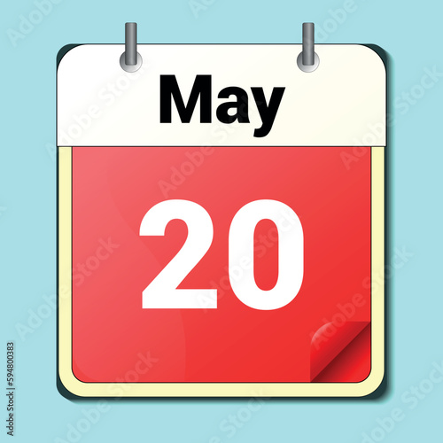 day on the calendar, vector image format, May 20