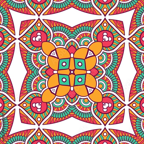 Abstract Pattern Mandala Flowers Plant Art Colorful Red Green Yellow 561