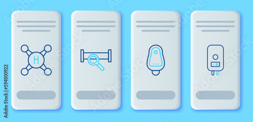 Set line Industry metallic pipe, Toilet urinal or pissoir, Water tap and Electric boiler icon. Vector