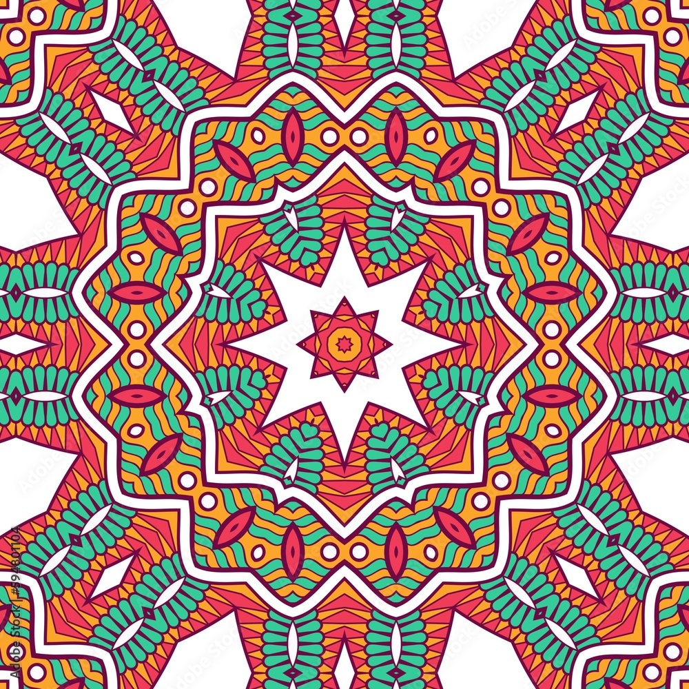 Abstract Pattern Mandala Flowers Plant Art Colorful Red Green Yellow 472