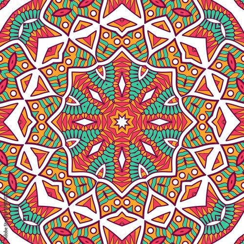 Abstract Pattern Mandala Flowers Plant Art Colorful Red Green Yellow 469