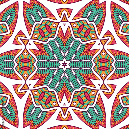 Abstract Pattern Mandala Flowers Plant Art Colorful Red Green Yellow 465