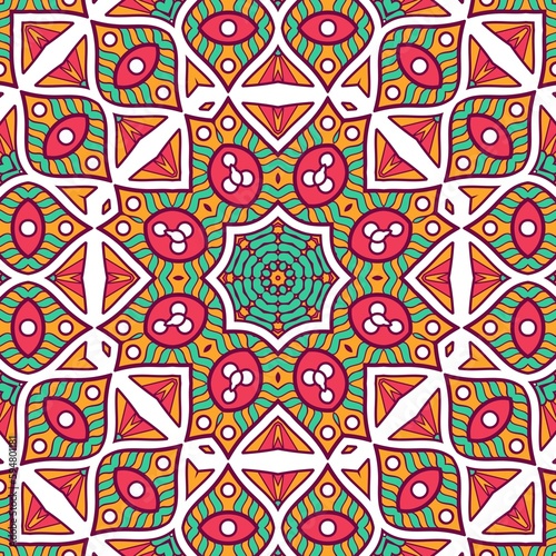 Abstract Pattern Mandala Flowers Plant Art Colorful Red Green Yellow 451