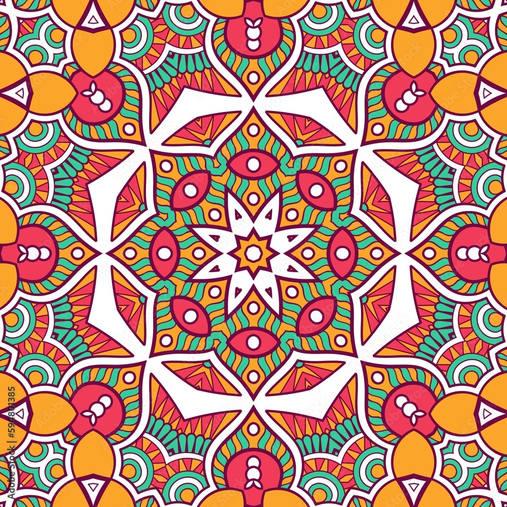 Abstract Pattern Mandala Flowers Plant Art Colorful Red Green Yellow 398 Abstract Pattern Mandala Flowers Plant Art Colorful Red Green Yellow 398
