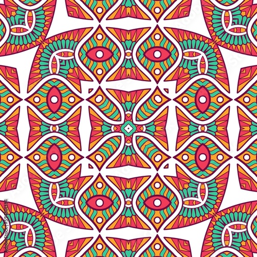 Abstract Pattern Mandala Flowers Plant Art Colorful Red Green Yellow 410