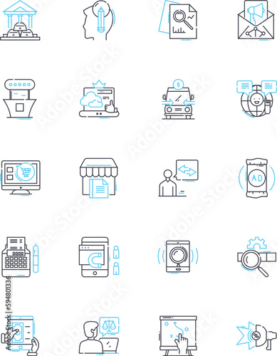 Consumer behavior linear icons set. Influence, Perception, Preference, Attitude, Motivation, Decision-making, Loyalty line vector and concept signs. Expectation,Satisfaction,Trust outline