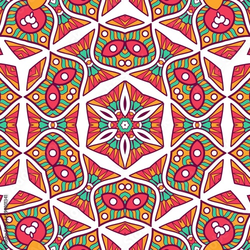 Abstract Pattern Mandala Flowers Plant Art Colorful Red Green Yellow 409