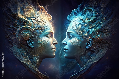 a couple of people that are facing each other Generative AI © pngking