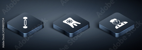 Set Isometric Piercing, Jeweler man and Tooth with diamond icon. Vector