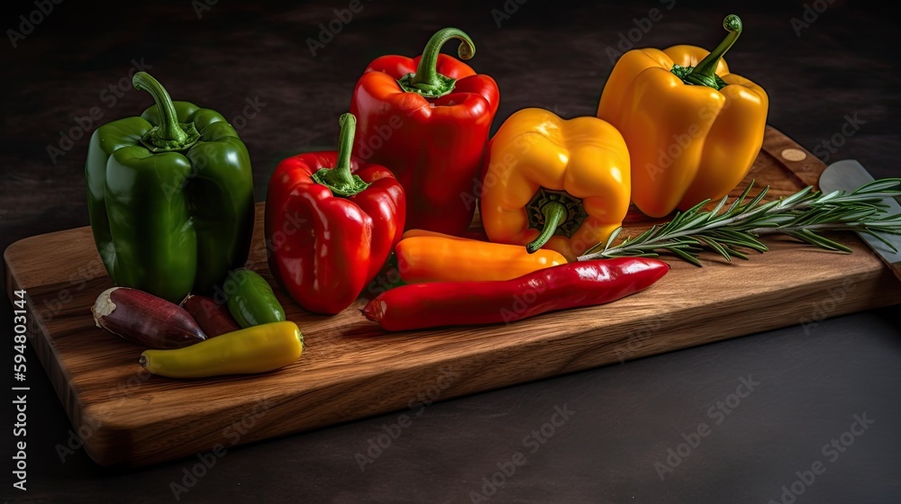 Paprika on wooden board Paprika on wooden board