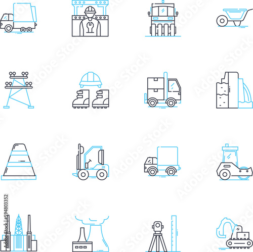 Textile Mill linear icons set. Fabric, Weaving, Spinning, Dyeing, Loom, Yarn, Textile line vector and concept signs. Fabrication,Knitting,Stitching outline illustrations