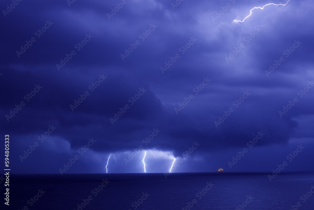 lightning over the sea