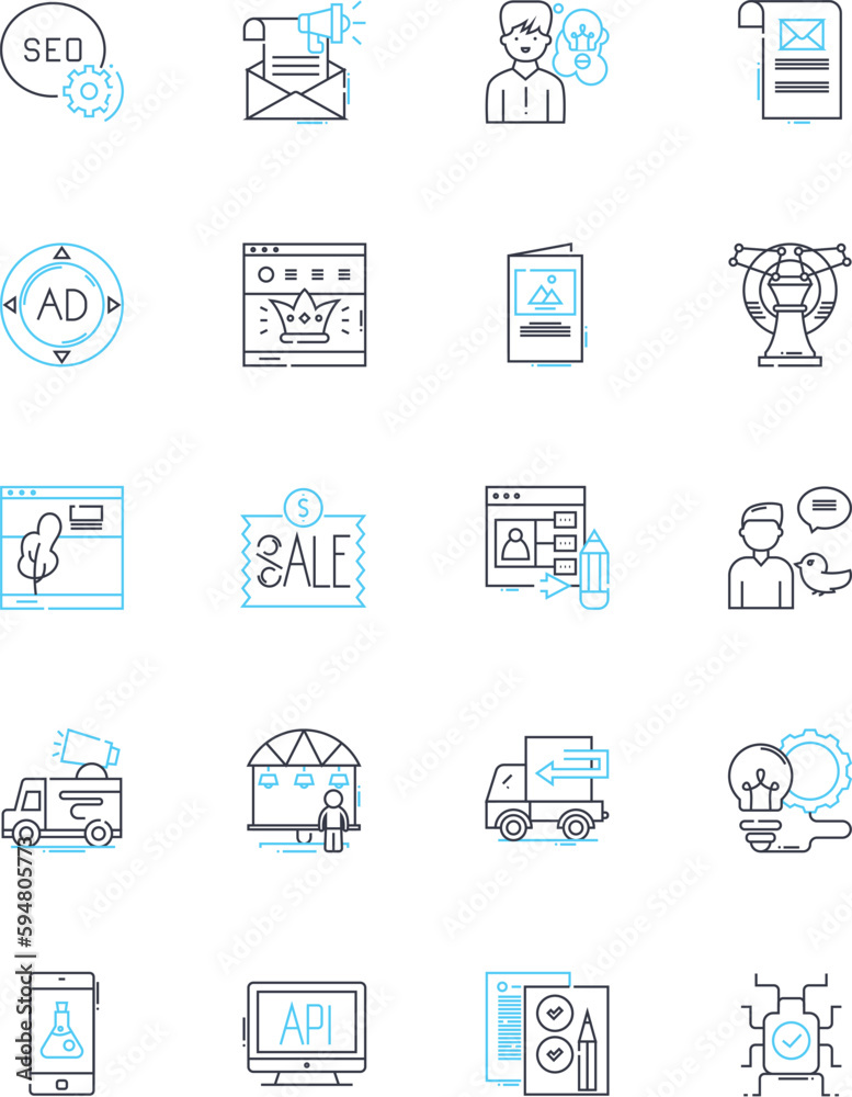 Brand activation linear icons set. Experience, Engagement, Connection, Buzz, Innovation, Impact, Strategy line vector and concept signs. Creativity,Excitement,Reach outline illustrations Brand activation linear icons set. Experience, Engagement, Connection, Buzz, Innovation, Impact, Strategy line vector and concept signs. Creativity,Excitement,Reach outline illustrations