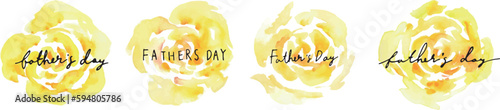 水彩画。水彩タッチの父の日薔薇ベクターイラスト。父の日の黄色い花。Watercolor. Father's Day rose vector illustration with watercolor touch. Father's day yellow flowers.