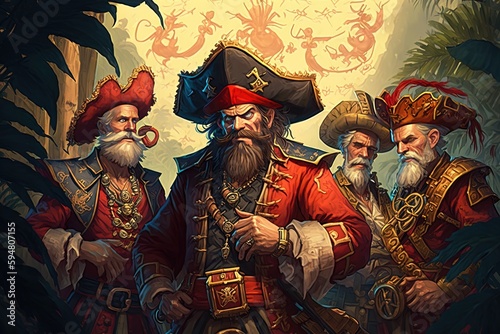 a group of pirates standing next to each other Generative AI