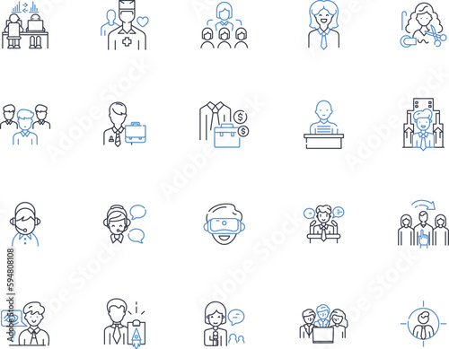 Role line icons collection. Leader, Supporter, Innovator, Organizer, Collaborator, Problem-solver, Communicator vector and linear illustration. Decision-maker,Visionary,Motivator outline signs set
