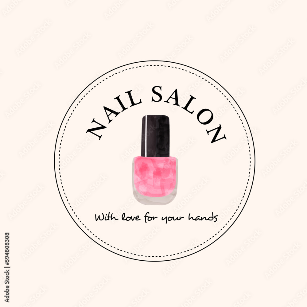 Logo for a manicure studio in a watercolor style vector