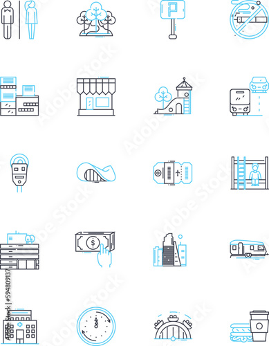 Modern culture linear icons set. Technology, Diversity, Social media, Individualism, Globalization, Consumerism, Innovation line vector and concept signs. Cyberculture,Creativity,Progression outline