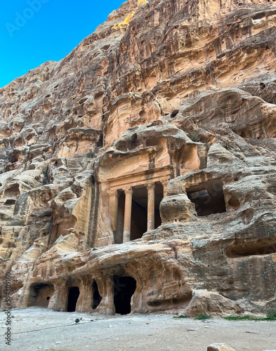 Temple above a Rock-Cut House in Little Petra or Siq Al-Barid, Jordan