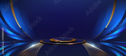 Fotografía Blue Golden Stage Award Background
