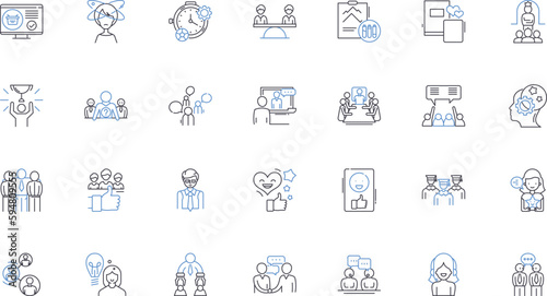 Commencing development line icons collection. Inception, Initiation, Commencement, Creation, Embarkation, Launch, Formation vector and linear illustration. Beginning,Genesis,Incubation outline signs