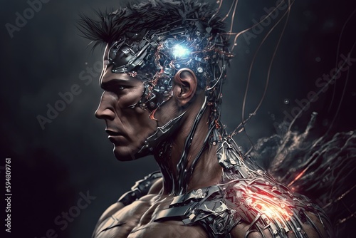 a man with a head full of wires and wires Generative AI