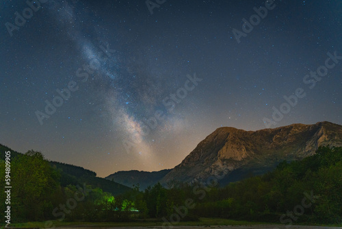 Night landscape of a mountain under the milky way  in Anboto, Basque Country © urdialex