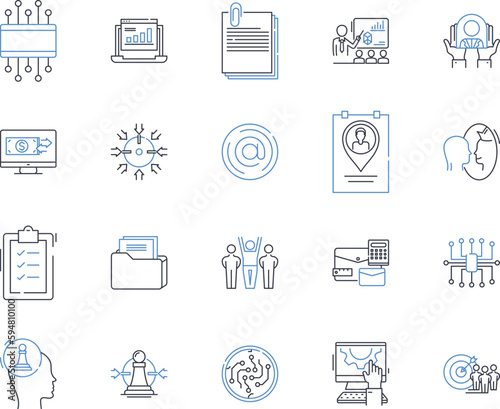 Economic ties line icons collection. Partnership, Integration, Trade, Commerce, Investment, Collaboration, Connectivity vector and linear illustration. Globalization,Interdependence,Collaboration