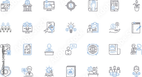 Financial statement line icons collection. Income, Expense, Revenue, Profit, Loss, Net, Assets vector and linear illustration. Liabilities,Equity,Balance outline signs set photo