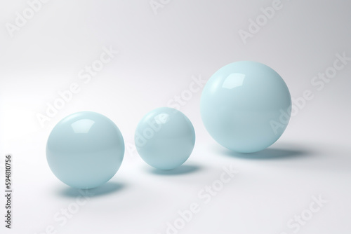 Close-up, ground-level macro view of 3D pastel blue balls - background, copy space, isolated, Generative AI © Fantasy22