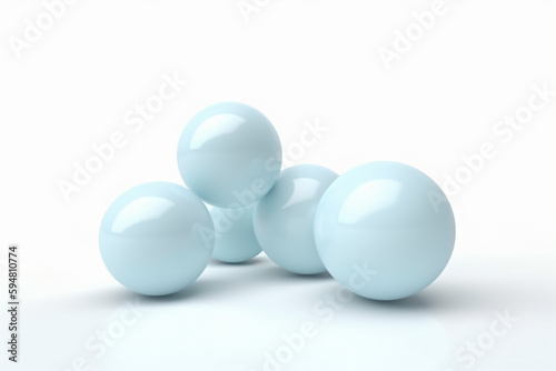 Close-up, ground-level macro view of 3D pastel blue balls - background, copy space, isolated, Generative AI
