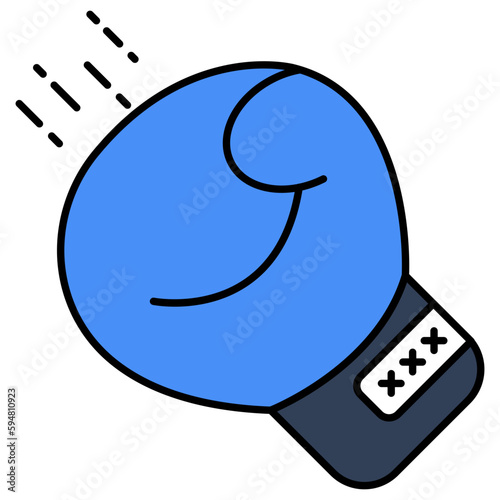 A hand covering icon, flat design of boxing glove