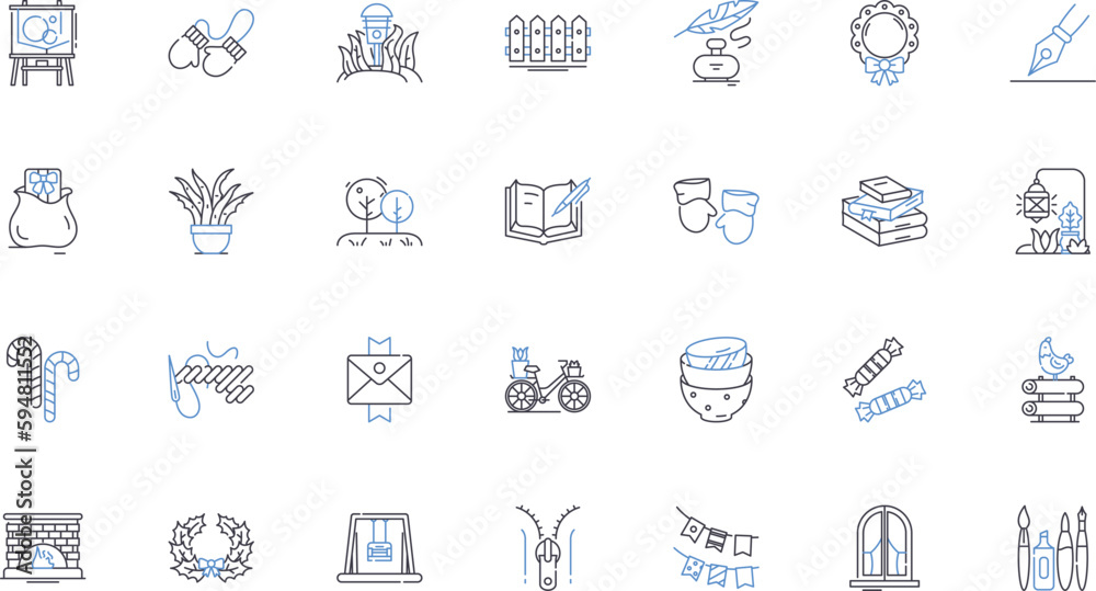 Artistic organization line icons collection. Gallery, Museum, Studio, Exhibition, Event, Show, Performance vector and linear illustration. Art,Collection,Installation outline signs set