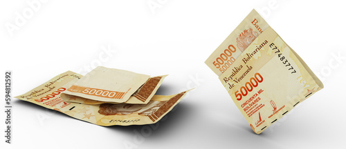 Tableau sur toile Set of Venezuelan bolivar note isolated on white background