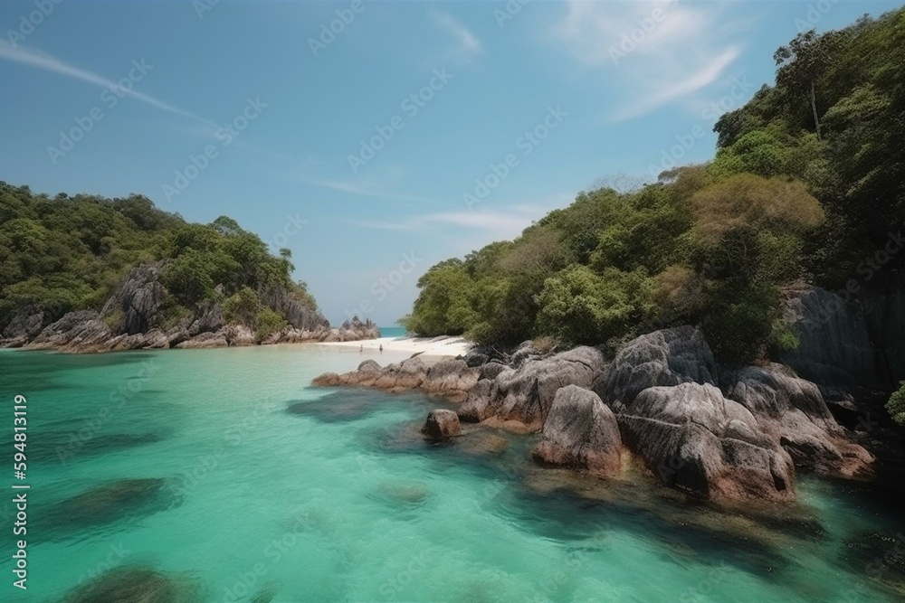 Travel to the beautiful mergui archipelago in Myanmar (Burma). Asia tropical beach. Generative AI