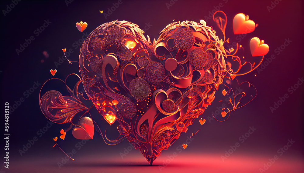 Valentine background with hearts. Generative AI Valentine background with hearts. Generative AI