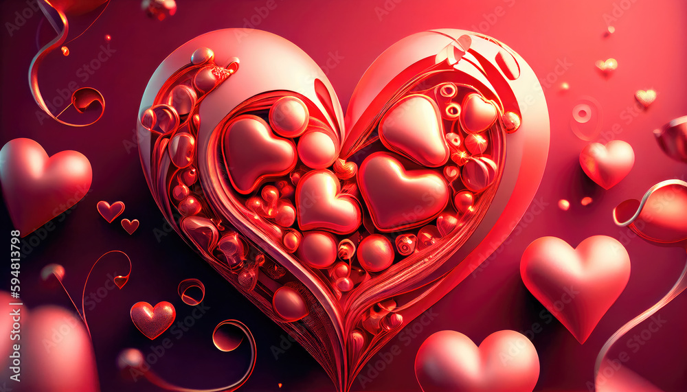 Valentine background with hearts. Generative AI Valentine background with hearts. Generative AI
