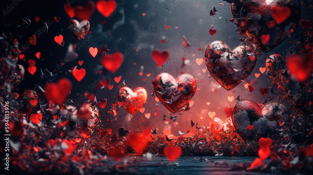 Valentine background with hearts. Generative AI Valentine background with hearts. Generative AI