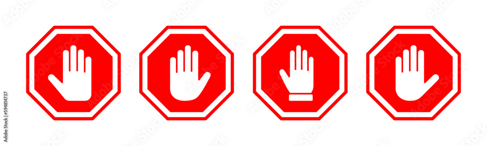 Stop icon vector illustration. stop road sign. hand stop sign and symbol. Do not enter stop red sign with hand Stop icon vector illustration. stop road sign. hand stop sign and symbol. Do not enter stop red sign with hand