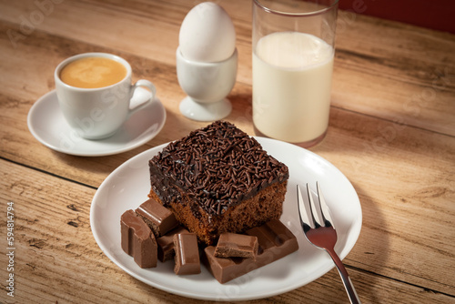 chocolate cake with coffee