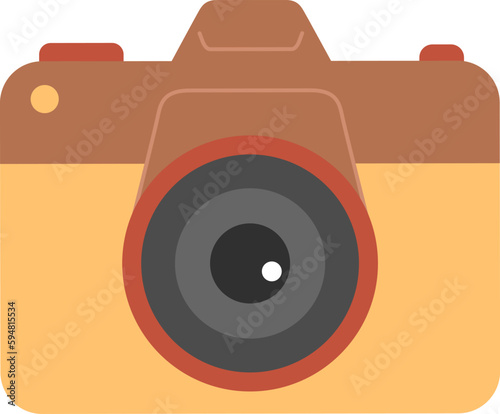 Photo camera with lens and buttons isolated in white background. Colorful digital device. Vector flat illustration in simple style