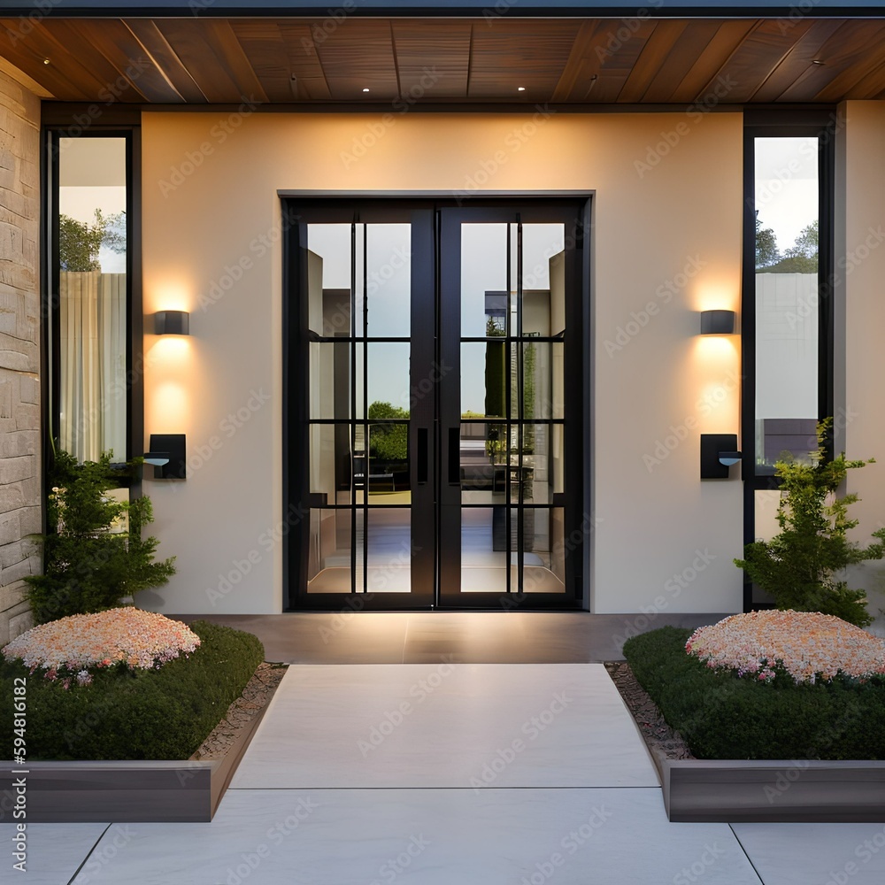 Fototapeta premium House entry with Glass door251, Generative AI