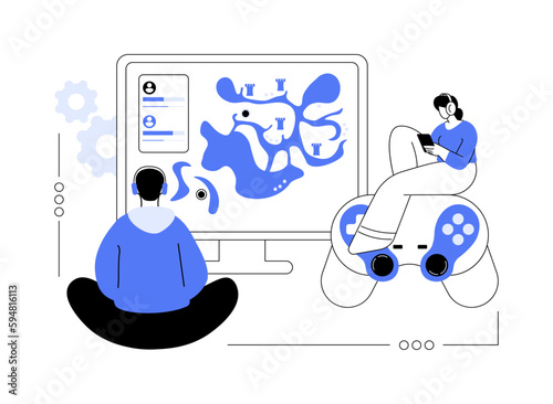 Multiplayer online battle arena abstract concept vector illustration.