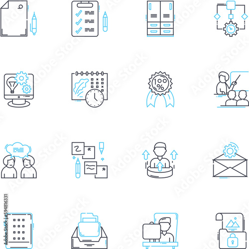 Sad unhappy linear icons set. Despondent, Miserable, Somber, Disconsolate, Melancholy, Sorrowful, Dejected line vector and concept signs. Bleak,Dismal,Gloomy outline illustrations